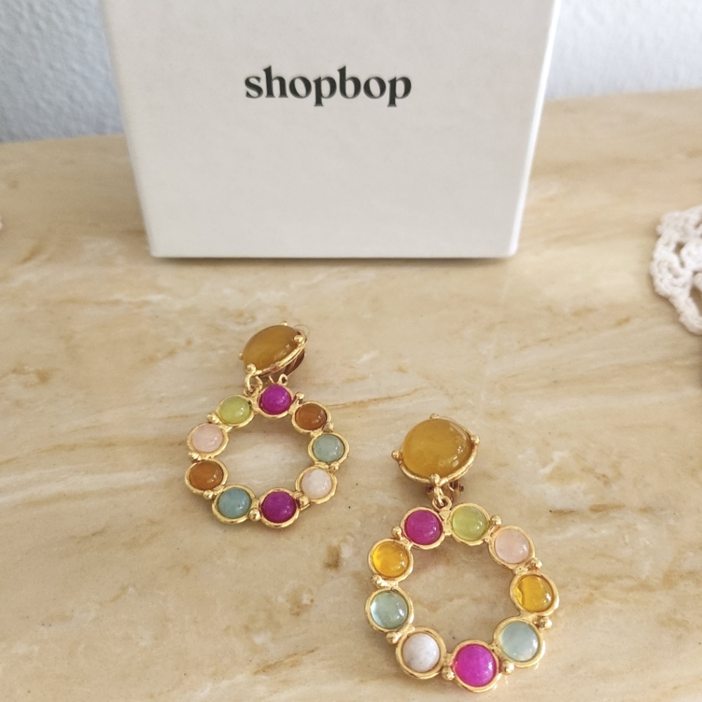 Sylvia Toledano colorful bead and gold plated brass drop earrings ✨️